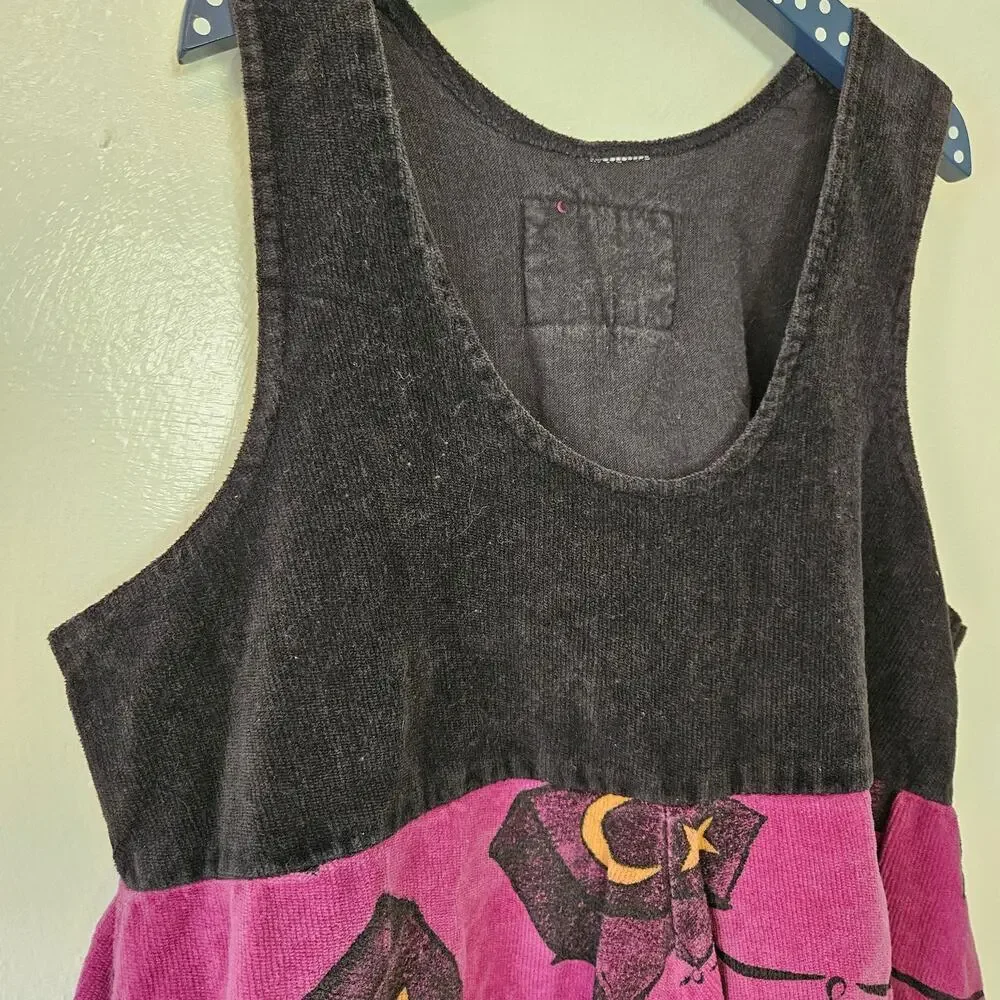 Cow+Lizard Corduroy Jumper Dress Girls 10/12/14? Black‎ Purple Halloween Motif